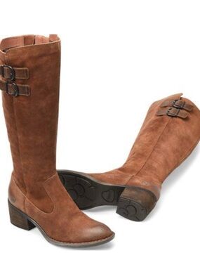 Born "Basil" Brown suede leather tall boot NEW